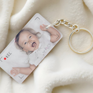 Funny Record Red Dot Custom Photo Key Ring