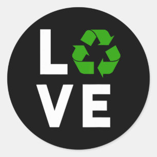 Funny Recycling Symbol Environmental Planet I Love Classic Round Sticker