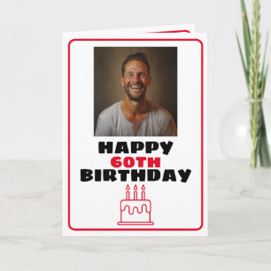Funny Red and White Photo Husband Birthday Card