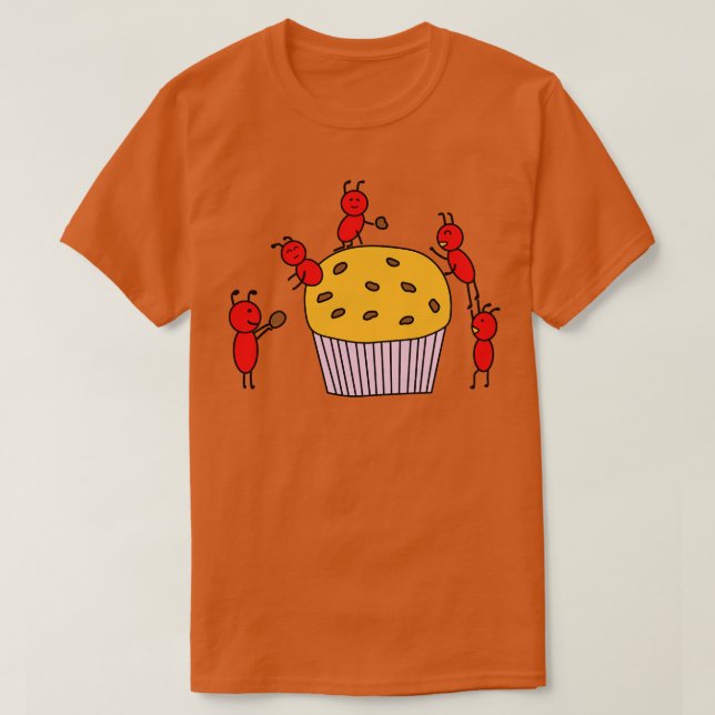 Funny Red Ants Working Together  T-Shirt (Design Front)
