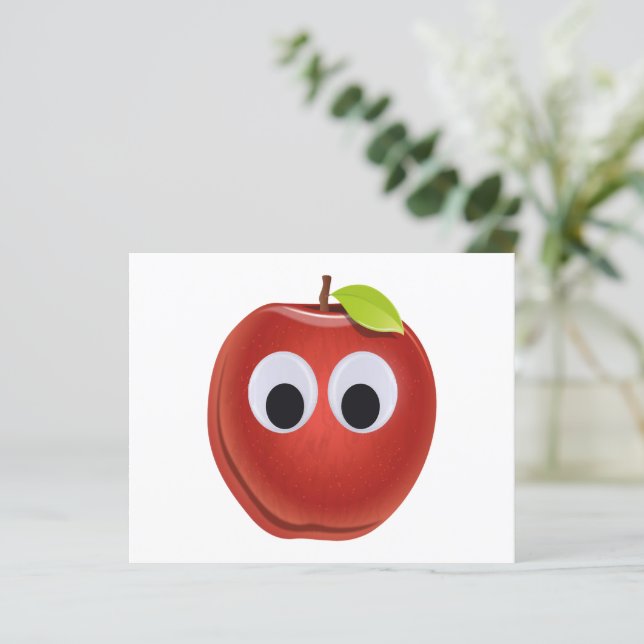 Funny Red Apple with Googly Eyes  (Standing Front)