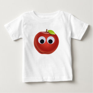 Funny Red Apple with Googly Eyes  Baby T-Shirt