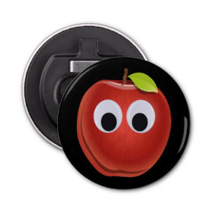 Funny Red Apple with Googly Eyes  Bottle Opener
