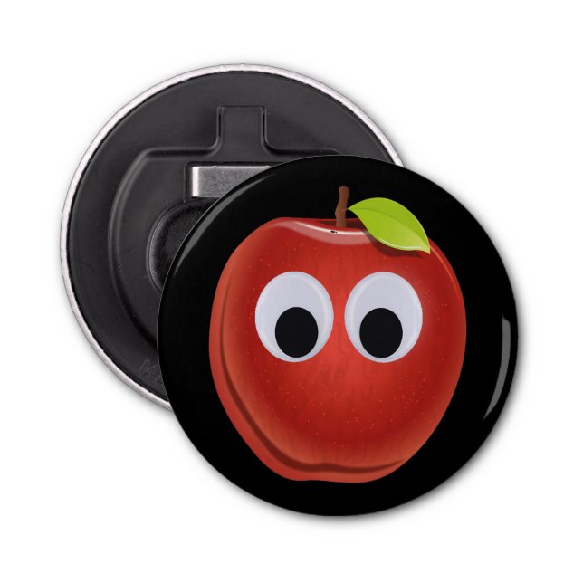 Funny Red Apple with Googly Eyes  Bottle Opener (Front)