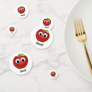 Funny Red Apple with Googly Eyes Confetti
