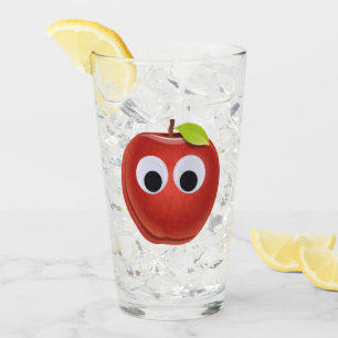 Funny Red Apple with Googly Eyes Glass
