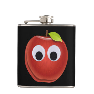 Funny Red Apple with Googly Eyes  Hip Flask