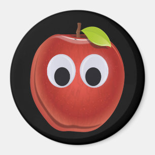 Funny Red Apple with Googly Eyes  Magnet