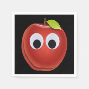 Funny Red Apple with Googly Eyes  Napkin