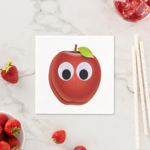 Funny Red Apple with Googly Eyes Napkin