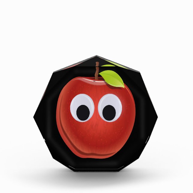 Funny Red Apple with Googly Eyes  Photo Block (Front)