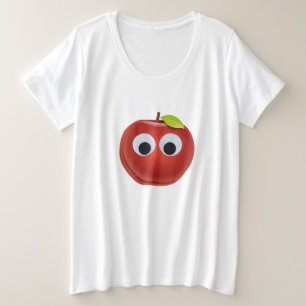 Funny Red Apple with Googly Eyes Plus Size T-Shirt