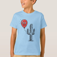 Funny Red Balloon Floating Near Prickly Cactus
