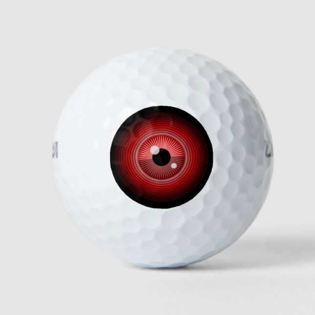 Funny Red Black Evil Devil Eye Magic Art Golf Balls (Front)