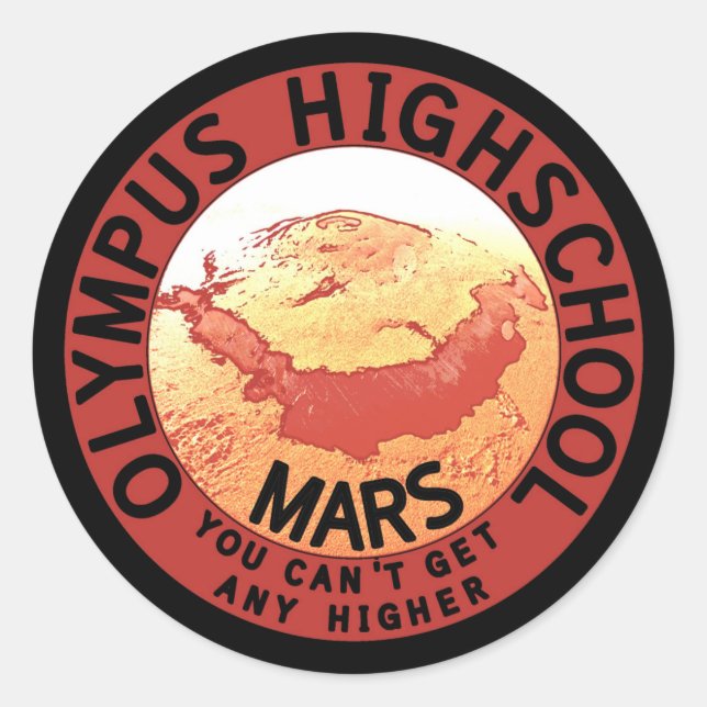 Funny Red Black Orange White Olympus Highschool Classic Round Sticker (Front)