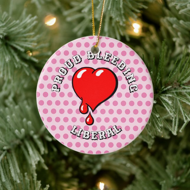Funny Red Bleeding Heart Liberal Pop Art Ceramic Tree Decoration (Tree)
