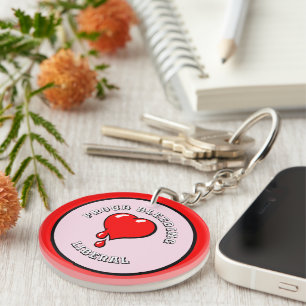 Funny Red Bleeding Heart Liberal Pop Art Key Ring