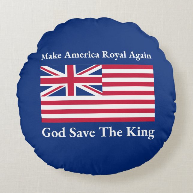 Funny Red Blue Make America Royal Again Art Round Cushion (Front)