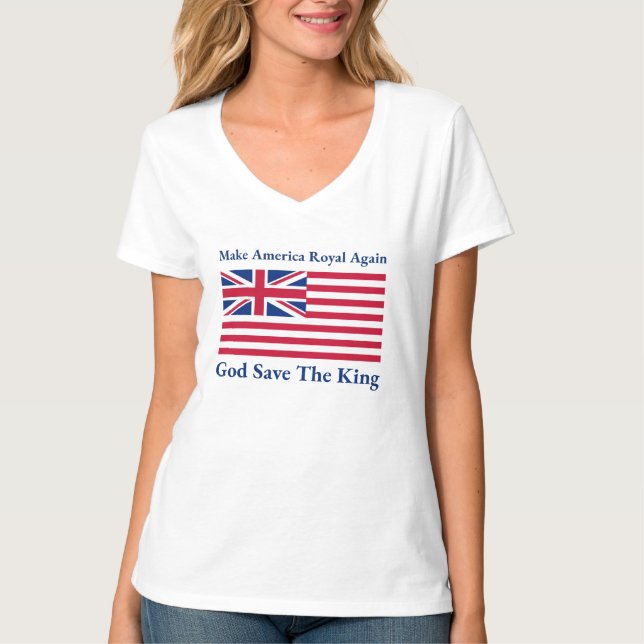 Funny Red Blue Make America Royal Again Flag T-Shirt (Front)