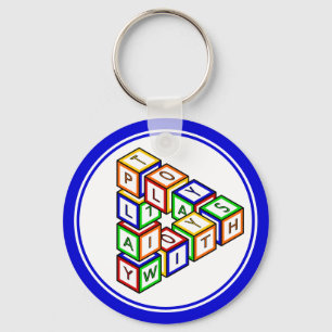 Funny Red Blue Yellow Green Kid Toy Blocks Key Ring