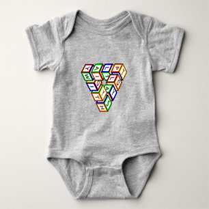 Funny Red Blue Yellow Green Toy Blocks Art Baby Bodysuit