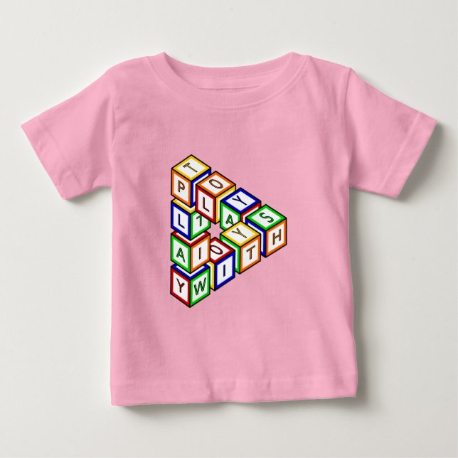 Funny Red Blue Yellow Green Toy Blocks Art Baby T-Shirt (Front)