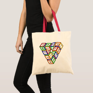 Funny Red Blue Yellow Green Toy Blocks Vector Tote Bag
