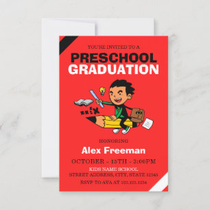 Funny Red Boy Preschool Graduation Invitation