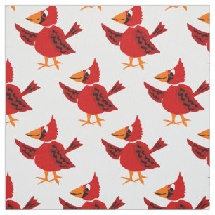 Funny Red Cardinal Bird Artwork Fabric
