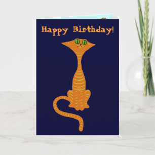 Funny red cat birthday card