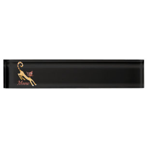 Funny red cat nameplate