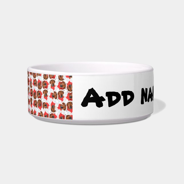 Funny Red Dachshund Name Christmas Pattern Bowl (Front)
