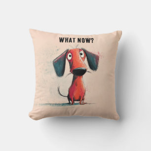 Funny Red Dog – Whimsical Cartoon Pet Art Cushion