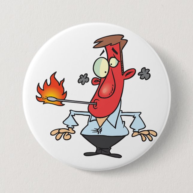 Funny Red Face Man with Thermometer Fever 7.5 Cm Round Badge (Front)