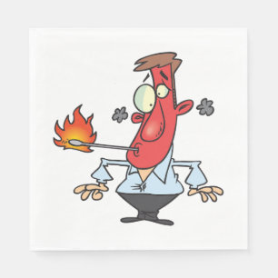 Funny Red Face Man with Thermometer Fever Napkin