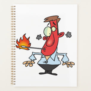 Funny Red Face Man with Thermometer Fever Planner