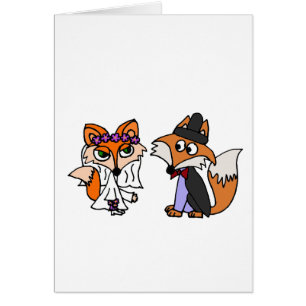 Funny Red Fox Bride and Groom Wedding Art