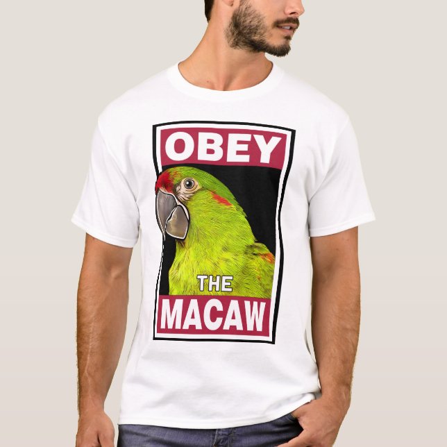 Funny Red Fronted Macaw Parrot - Bird Art T-Shirt (Front)