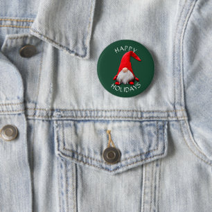 Funny Red Gnome Christmas 6 Cm Round Badge