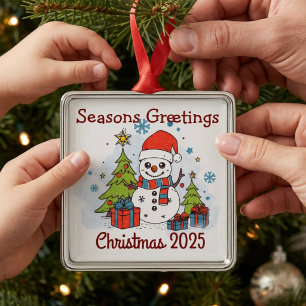 FUNNY Red &Green Christmas 2024 Vintage Metal Tree Decoration