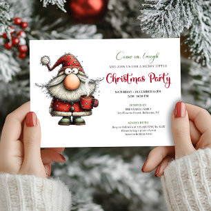 Funny Red Green Santa Watercolor Christmas Card