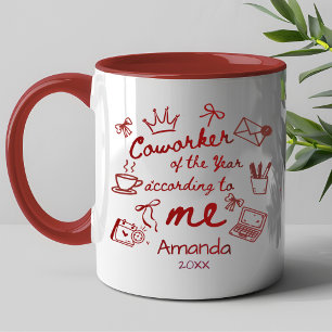 Funny Red Hand Drawn Doodle Coworker Quote Mug