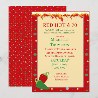 Funny Red Hot 70th Birthday Invitations
