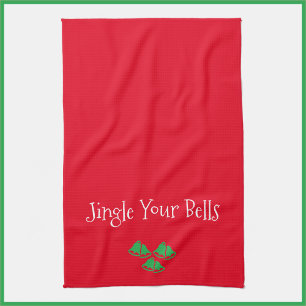 Funny Red Jingle Bells Kitchen Towel