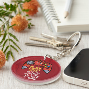 Funny Red Joystick Father's Day Greeting Key Ring
