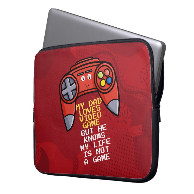 Funny Red Joystick Father's Day Greeting Laptop Sleeve (Front Left)
