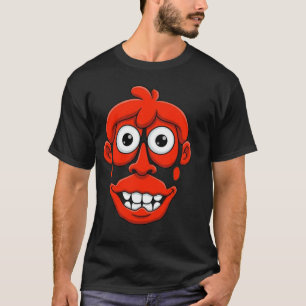 Funny Red Monster Face Cartoon T-Shirt