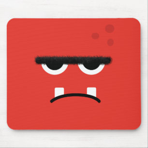 Funny Red Monster Face Mouse Pad