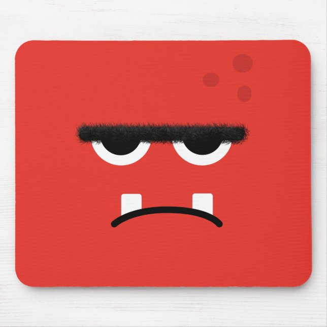 Funny Red Monster Face Mouse Pad (Front)