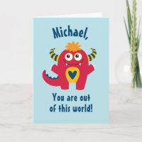 Funny Red Monster Happy Valentines Day